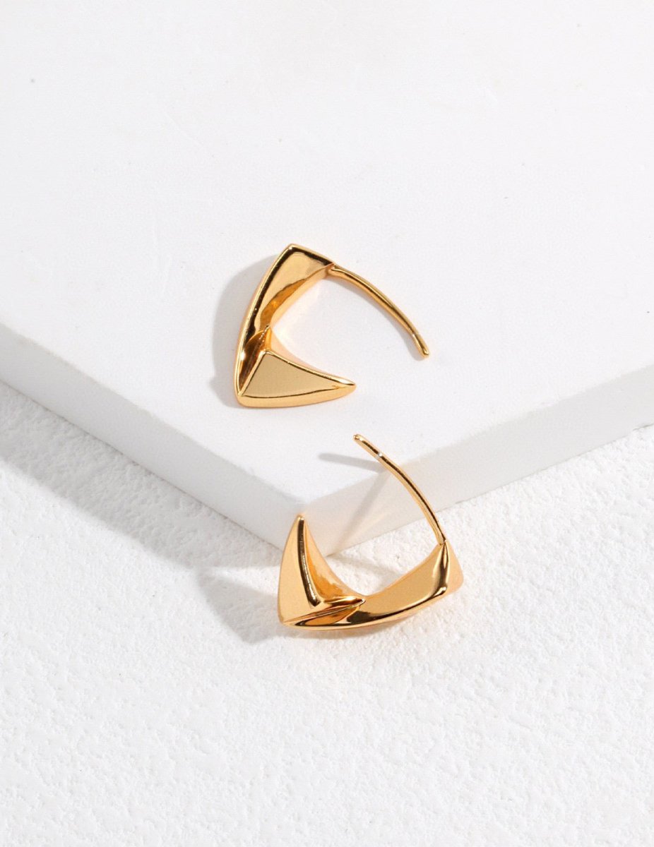 Sabrina - Minimalist Sterling Silver Triangle Hoop Earrings - Pearlorious Jewellery