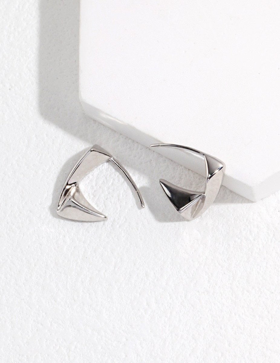 Sabrina - Minimalist Sterling Silver Triangle Hoop Earrings - Pearlorious Jewellery