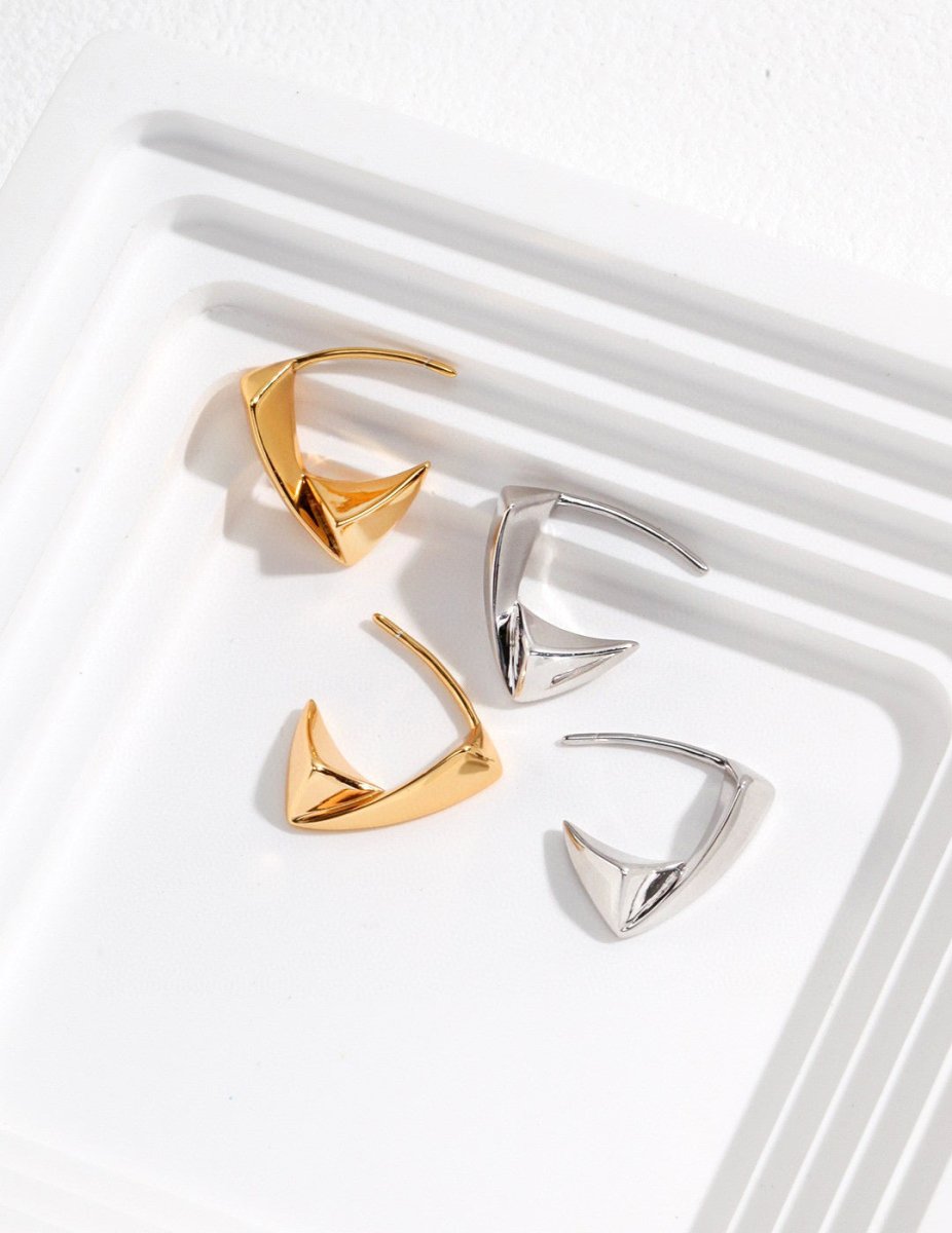 Sabrina - Minimalist Sterling Silver Triangle Hoop Earrings - Pearlorious Jewellery