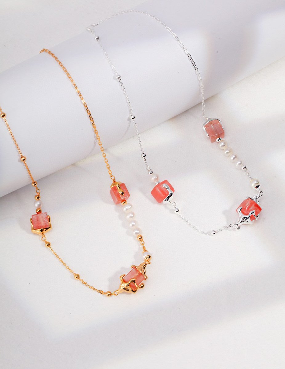 Sakura - Sterling Silver and Pink Crystal Necklace - Pearlorious Jewellery