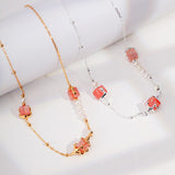Sakura - Sterling Silver and Pink Crystal Necklace - Pearlorious Jewellery