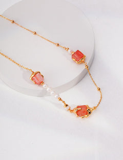 Sakura - Sterling Silver and Pink Crystal Necklace - Pearlorious Jewellery