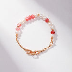 Sakura - Strawberry Quartz and Freshwater Pearl Bead Bracelet - Pearlorious Jewellery