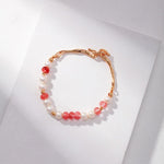Sakura - Strawberry Quartz and Freshwater Pearl Bead Bracelet - Pearlorious Jewellery