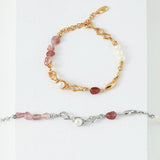 Samantha - Sweet and Cute Freshwater Pearl and Strawberry Quartz Bracelet - Pearlorious Jewellery