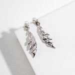 Serena - Feather Shape Sterling Silver with Freshwater Pearl Earrings Romantic Gift - Pearlorious Jewellery