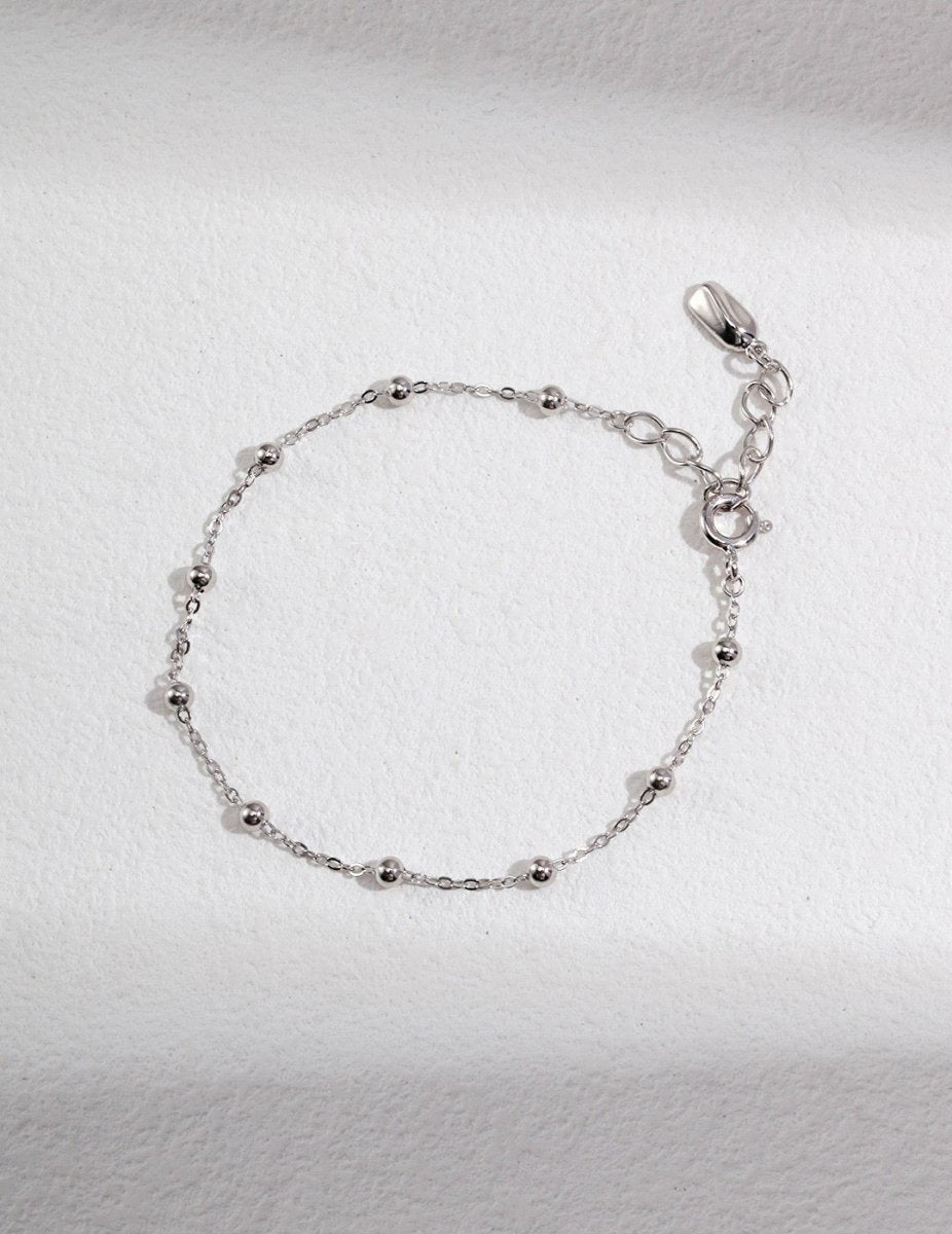 Stella- Sterling Silver Minimalist Bead Chain Bracelet - Pearlorious Jewellery
