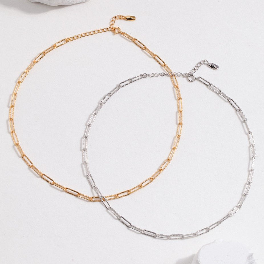 Tia - Sterling Silver Minimalist Paper Clip Chain - Pearlorious Jewellery