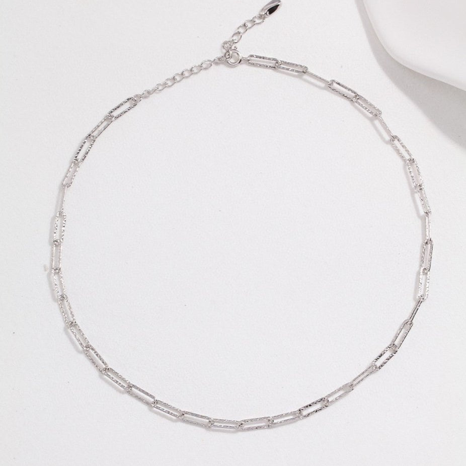 Tia - Sterling Silver Minimalist Paper Clip Chain - Pearlorious Jewellery